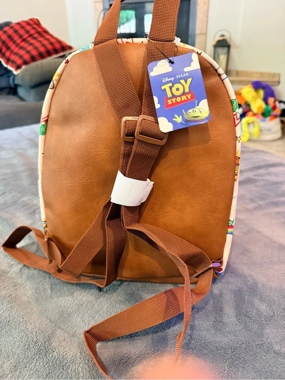 Disney Cream Toy Story Character Mini Backpack with Brown Trim